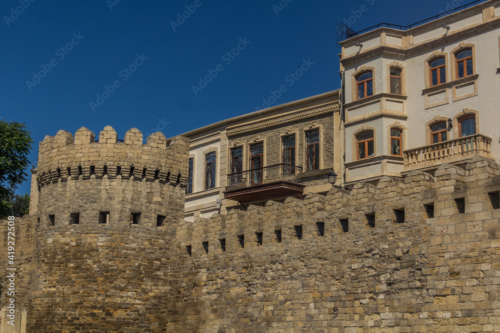 Obraz premium Walls of the old town of Baku, Azerbaijan