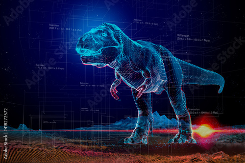 VR T-Rex dinosaur holographic projection photo