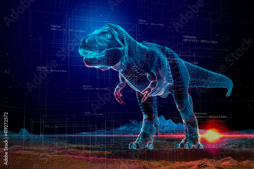 VR T-Rex dinosaur holographic projection