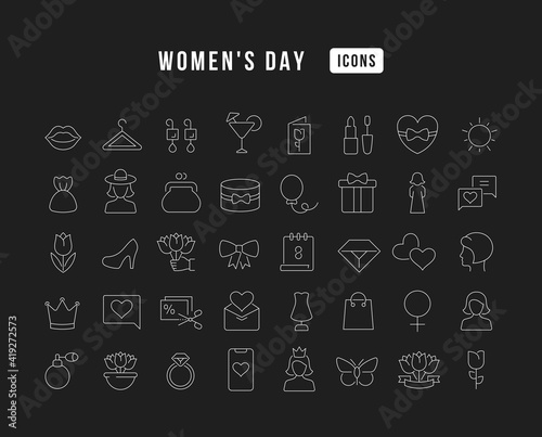 Set of linear icons of Women's Day