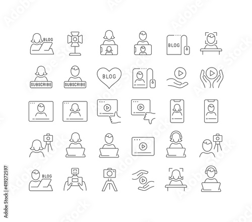 Vector Line Icons of World Blogger Day