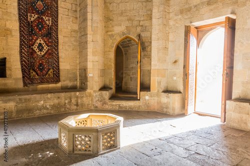 BAKU, AZERBAIJAN - JUNE 8, 2018: Interior of the Palace of the Shirvanshahs in Baku, Azerbaijan