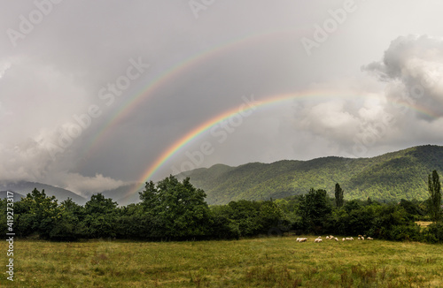 Rainbow in mountains near Zaqatala, Azerbaijan