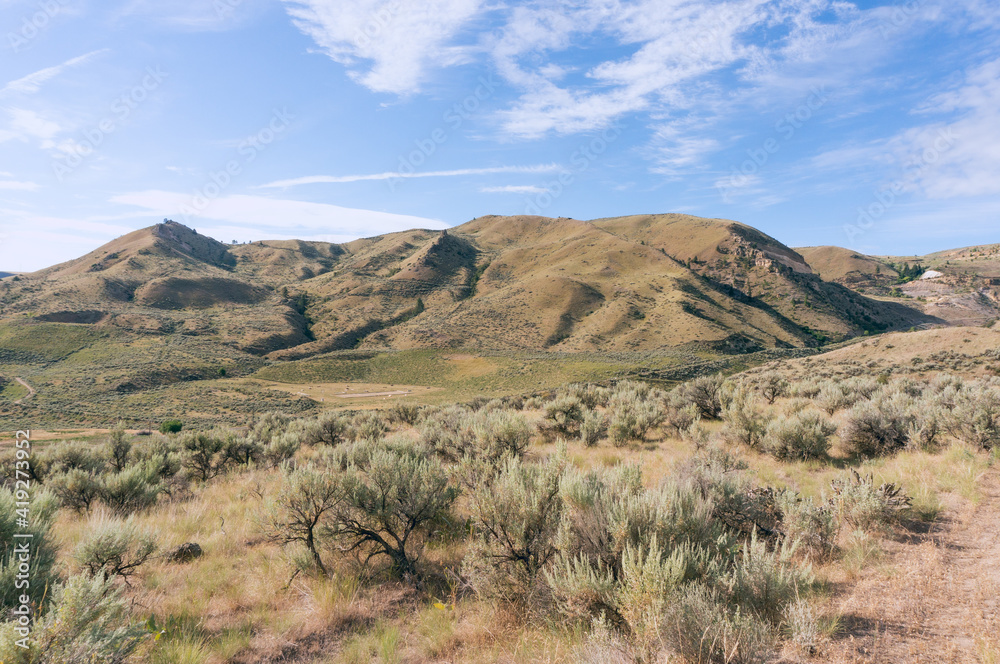Mesa in Washington state under a blue sky Mesa in Washington state under a blue sky