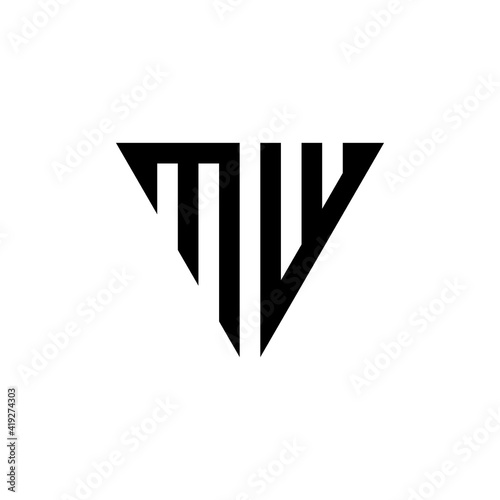 Initial MW with a triangle shape. logo design template