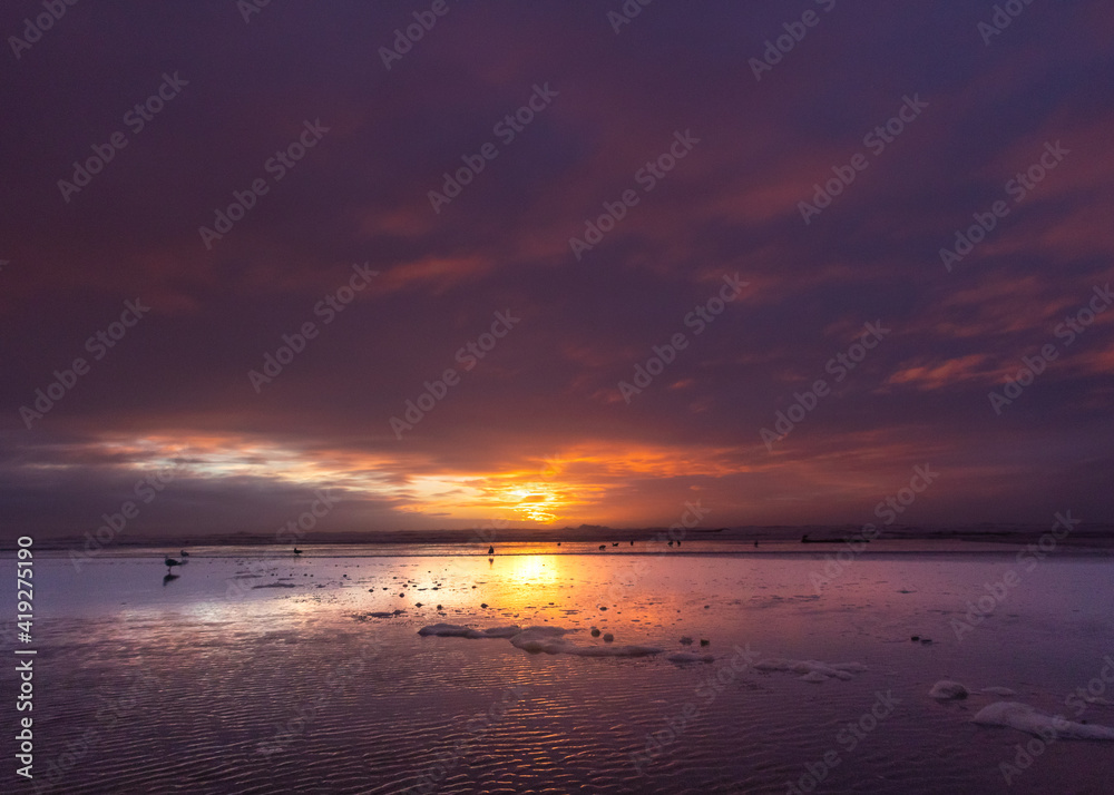 sunset at low tide