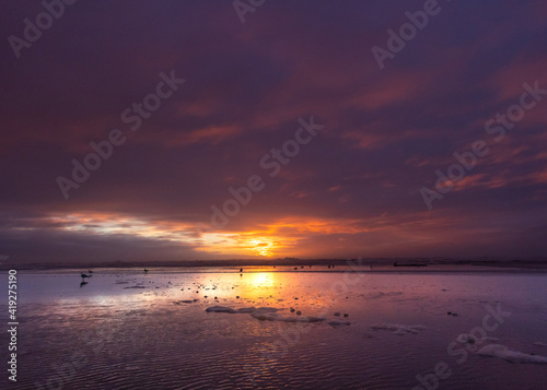 sunset at low tide