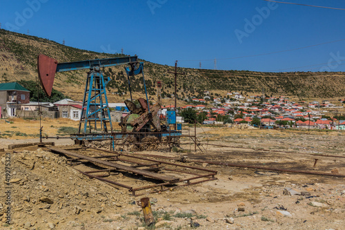 Oil derrick in Baku suburbs, Azerbaijan