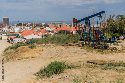 Oil derricks in Baku suburbs, Azerbaijan
