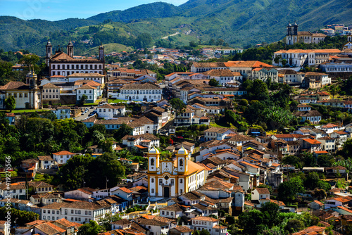 A panoramic view of the historic colonial city of Ouro Preto, Minas Gerais, Brazil. photo