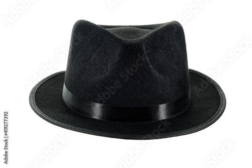 Michael Jackson black fedora hat isolated on a white background.
