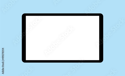 tablet on blue background, vector