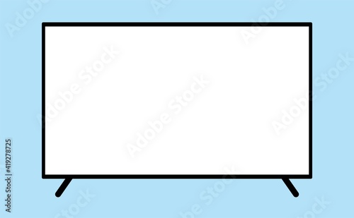 black smart tv on blue background, vector
