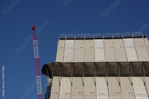 工事現場　マンション工事の現場　防音壁