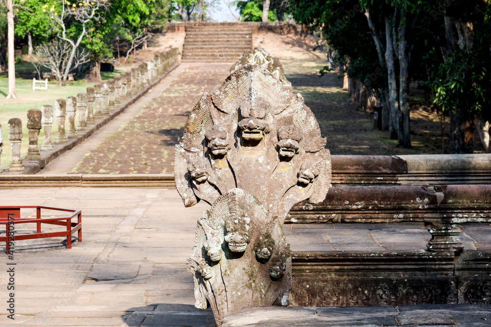 Phaya Naga sculpture Castle stone southeast asia