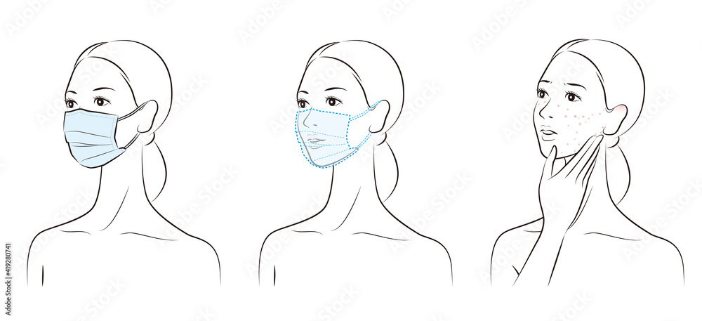 スキンケアをする女性のベクターイラスト スキンケアをする女性のベクターイラスト