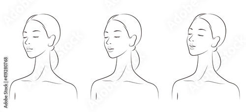 スキンケアをする女性のベクターイラスト