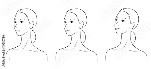 スキンケアをする女性のベクターイラスト