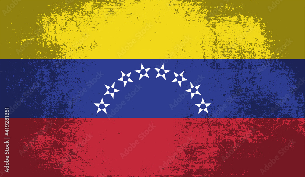 Grunge Venezuela flag. Venezuela flag with waving grunge texture.