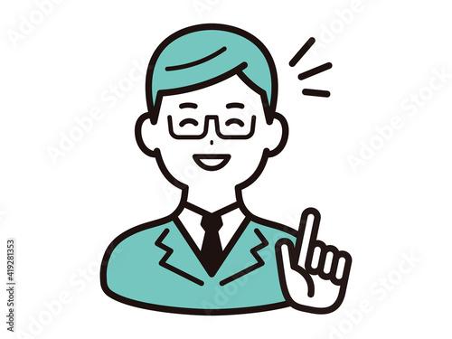 微笑んでアドバイスをする、眼鏡をかけたビジネスマン