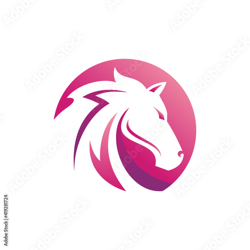 vector logo illustration of horse head with colorful gradient style isolated on white background © hartgraphic