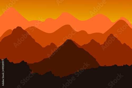 Vector illustration in simple flat style background with best landscape view. © donis