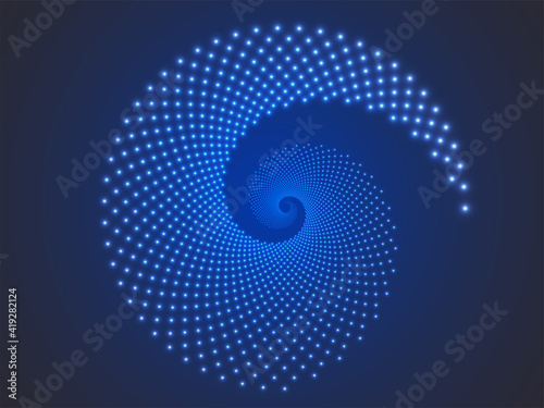 Blue glow dot matrix background, technology vector background illustration