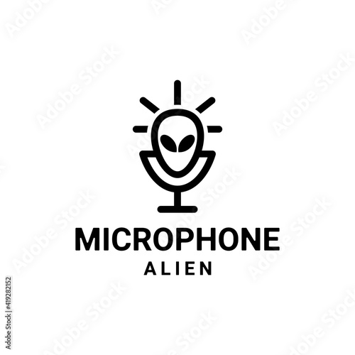 Double Meaning Logo Design Combination of microphone and alien