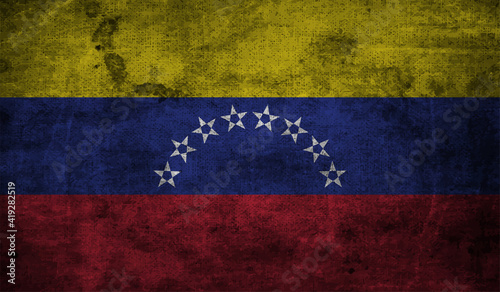 Grunge Venezuela flag. Venezuela flag with waving grunge texture.