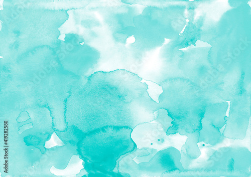watercolor wet style. delicate turquoise background. for cards, backgrounds, fabrics, posters, magazines and any design 
