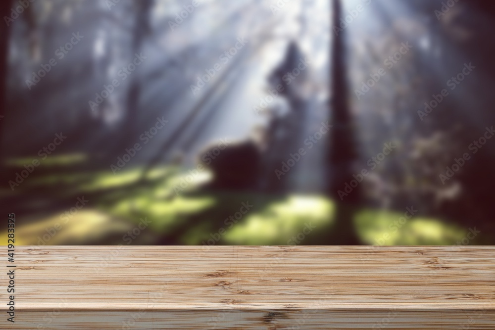 Wooden board empty table in front of blurred background. can be used for display or montage your products.Mock up for display of product Wooden board empty table in front of blurred background. can be used for display or montage your products.Mock up for display of product