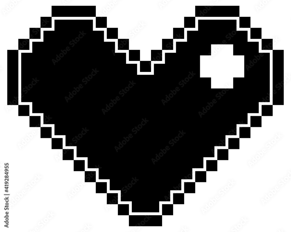 Obraz premium Black pixel heart isolated