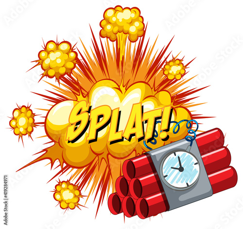 Comic speech bubble with splat text