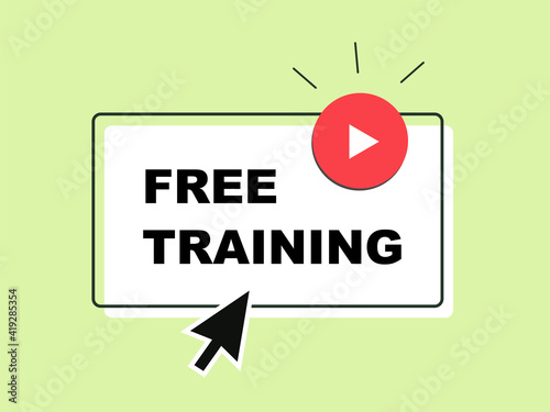 "Free Training" Title. Online Class Concept. Vector Illustration Promo Template.
