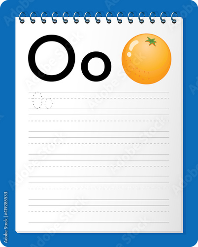 Alphabet tracing worksheet with letter O and o
