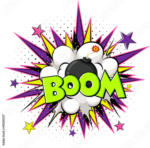 Comic speech bubble with boom text