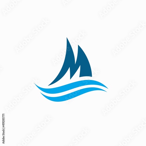 Marine logo with letter M concept