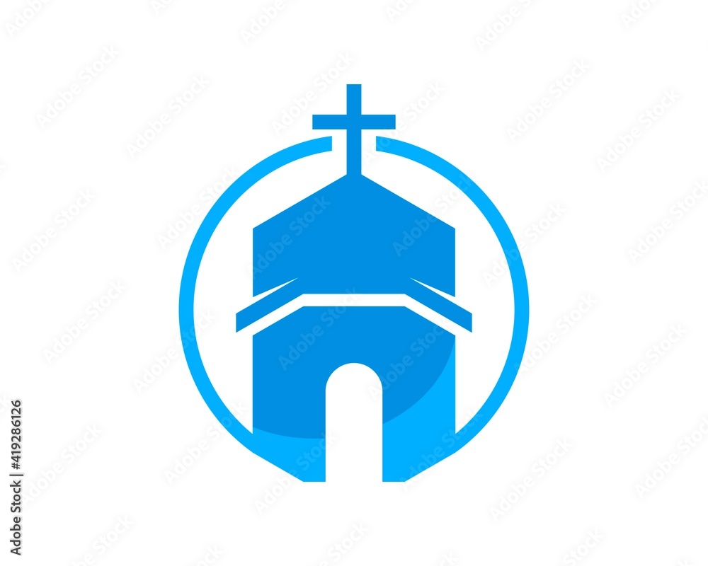 Fototapeta premium Circle shape with simple religion church