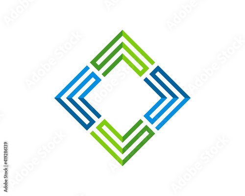 Abstract square shape with blue and green color