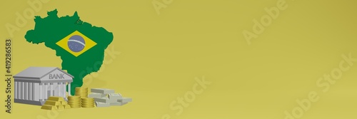 Bank with gold coins in brazil
for social media tv and website background covers can be used to display data or infographics in 3d rendering.
