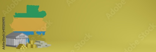 Bank with gold coins in gabon
for social media tv and website background covers can be used to display data or infographics in 3d rendering. photo