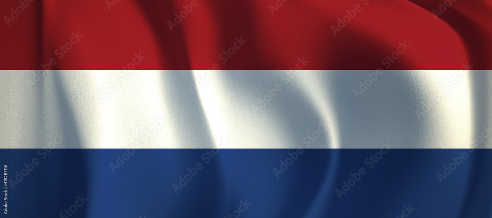 3D rendering of the wave Netherlands flag.