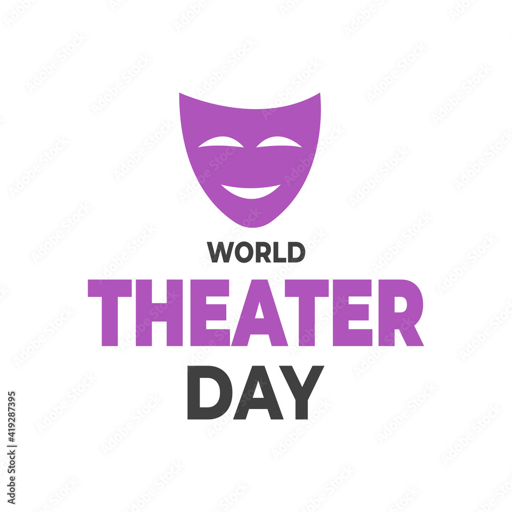 World Theatre Day, March 27. Mask Vector illustration for social media template isolated in white background