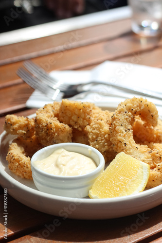 calamari with sauce photo