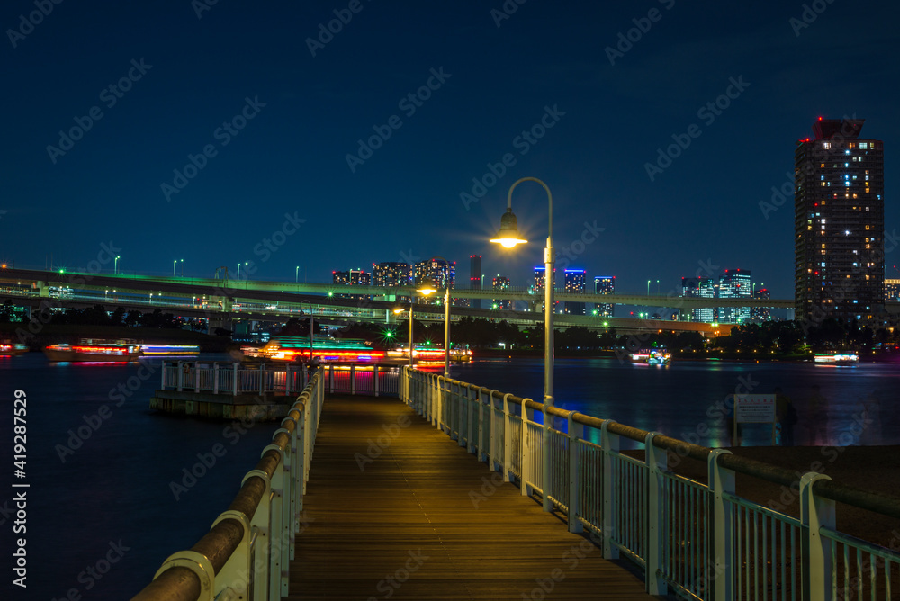 Fototapeta premium A pier on Odaiba island in Tokyo, Japan