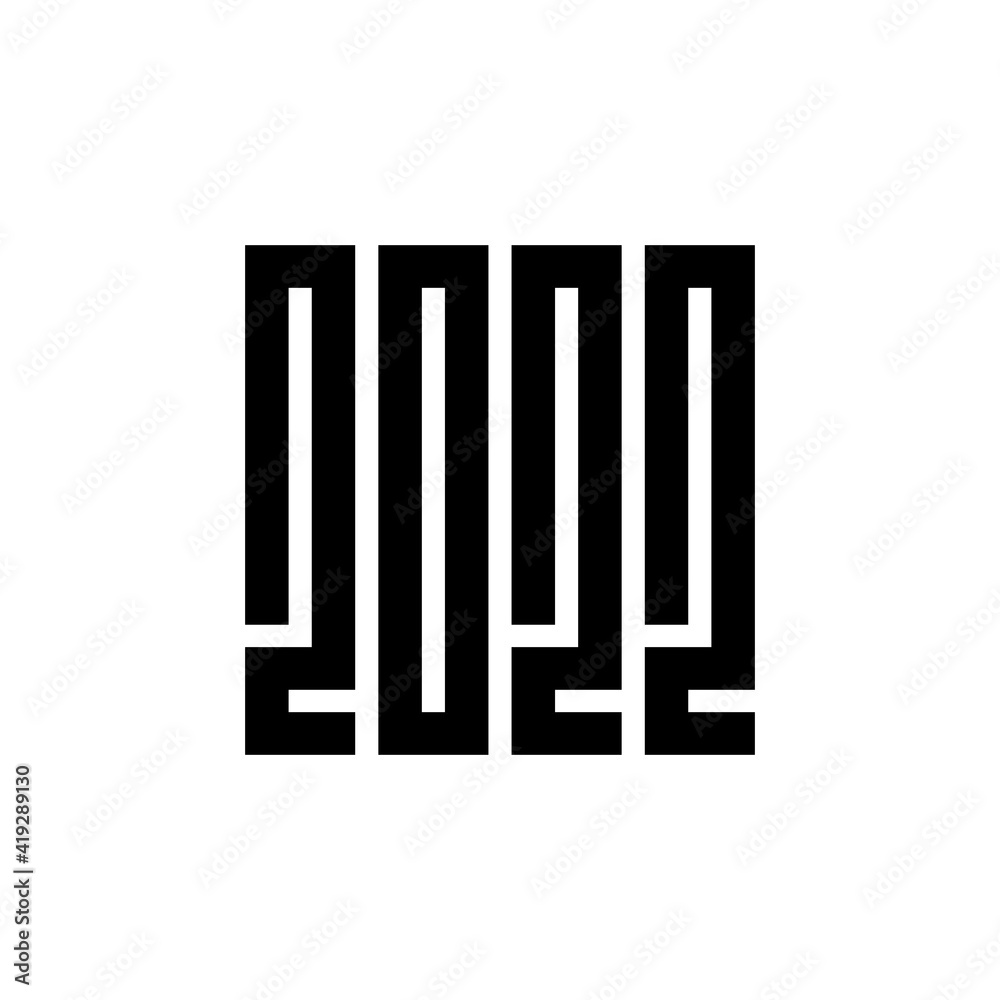 Happy new year 2022 text design, the year 2022 illustration, square shape typography - Vector Happy new year 2022 text design, the year 2022 illustration, square shape typography - Vector