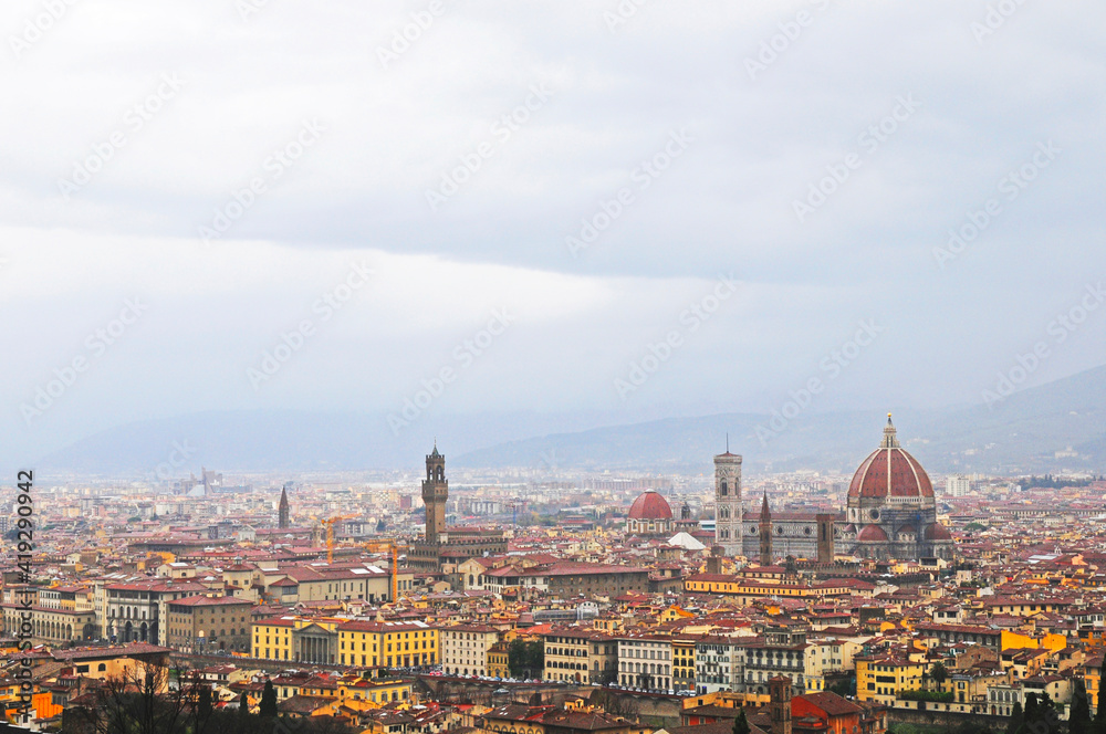 skyline of city Florence in rainy day