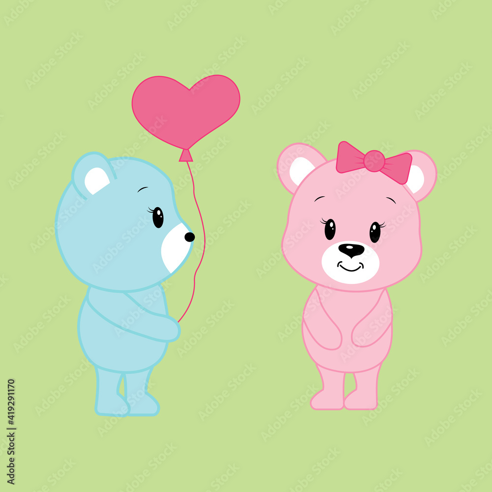 Cute cartoon bears. Vector illustration.