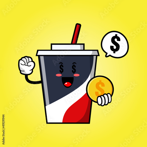 cute carbonated bottle cartoon mascot character
