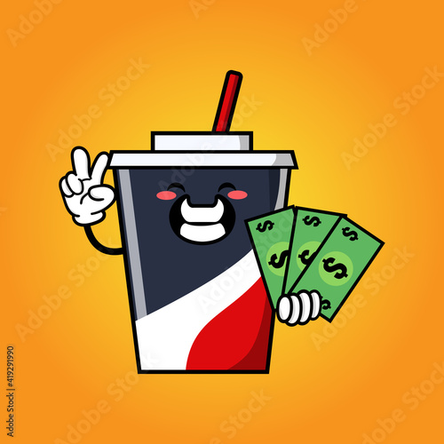 cute carbonated bottle cartoon mascot character funny expression